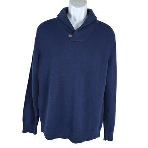 Untuckit Van Douzer Shawl Collar Sweater Medium‎ Blue Merino Wool Blend FS-1510